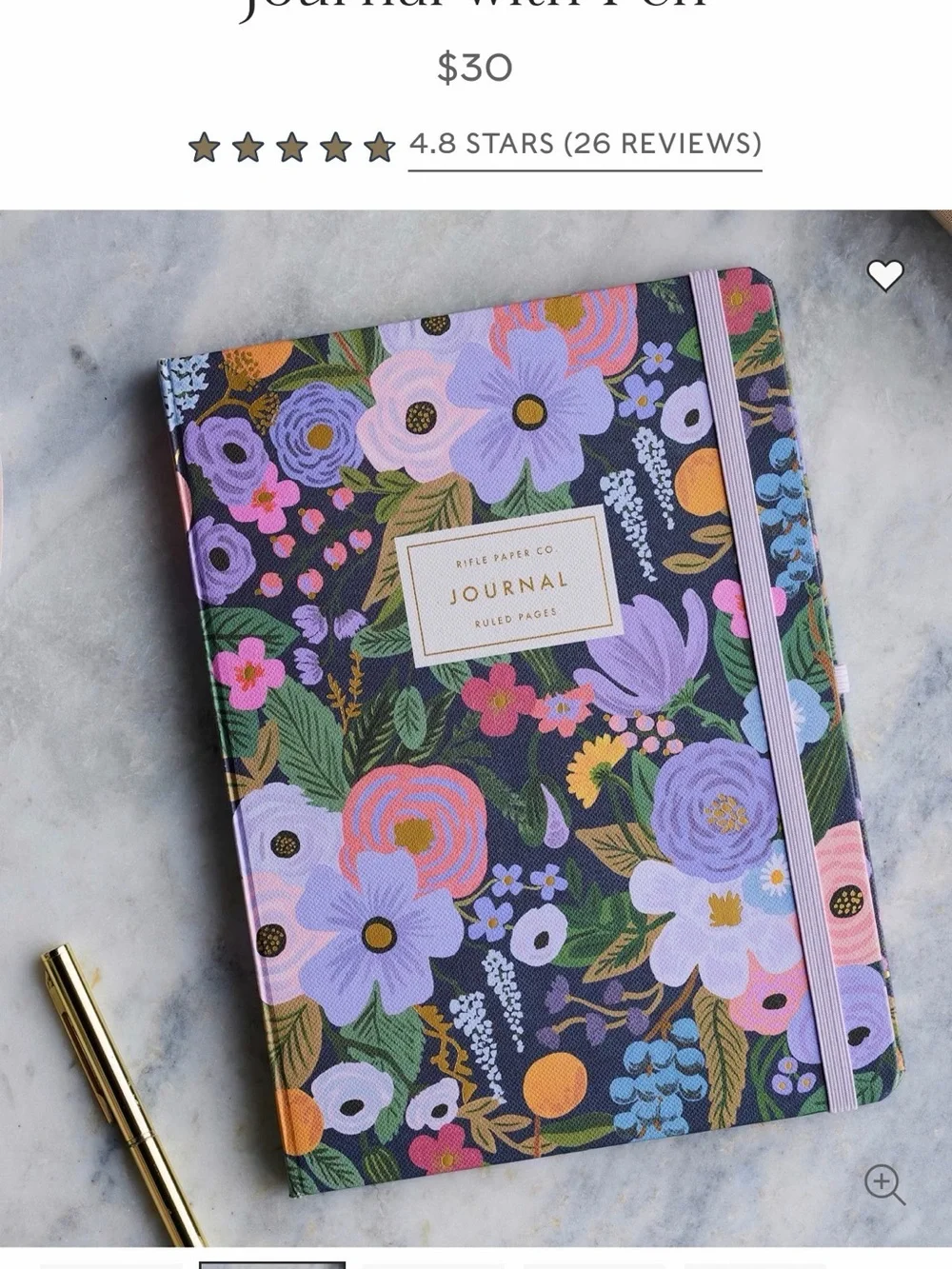 Riffle paper Co. Journal with pen “Garden Party Violet” 144 pages